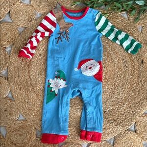 Mini Boden Applique Santa Christmas Footie. 3-6 mo